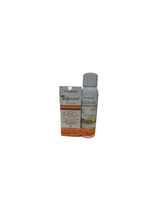 NATURALLABO BIOCLEAR Ecran Solaire Minéral Beige ROSE– 30ml & ALOEGEL LOTION APAISANTE REPARATRICE