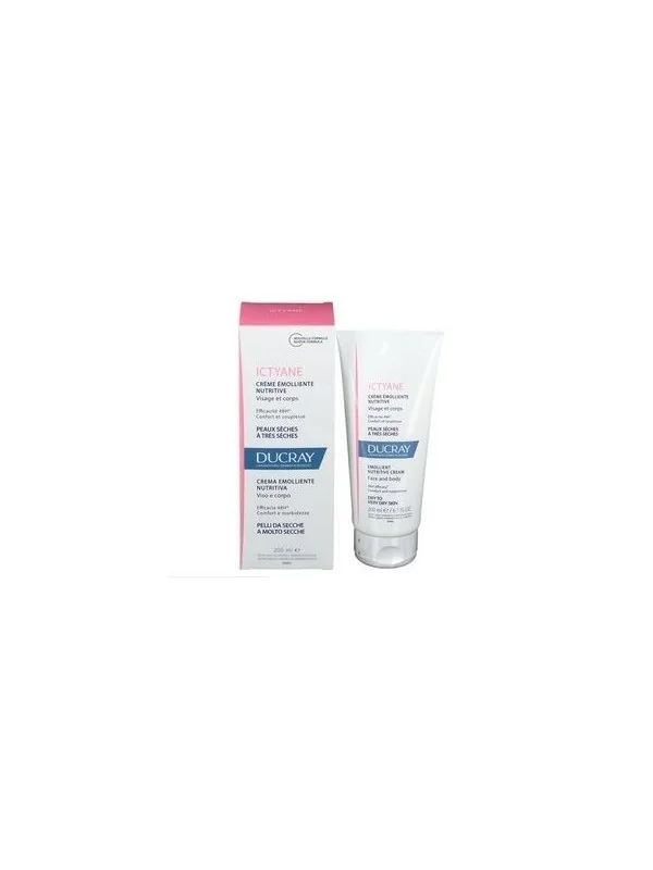 ICTYANE Crème Emolliente Nutritive 200ml - Visage et Corps, Peaux Sèches à Très Sèches