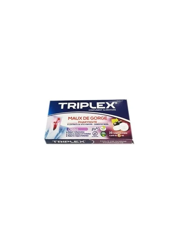 TRIPLEX MAUX DE GORGE CASSIS 16 COMPRIMES