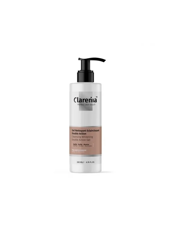 CLARENIA GEL NETTOYANT ECLAIRCISSANT DOUBLE ACTION PEAU MIXTE A GRASSE - 200 ml