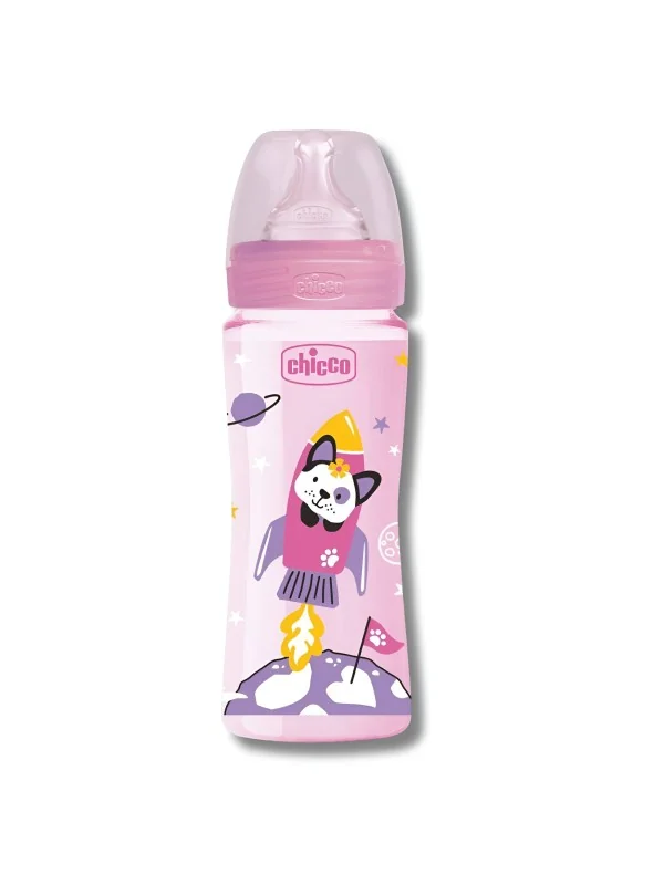 CHICCO WELL-BEING - BIBERON EN POLYPROPYLÈNE ROSE 330ML